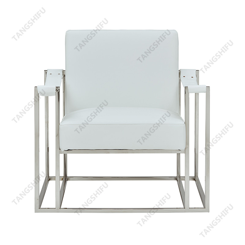 TSF-6618-White PU with Silver Stainless steel Accent chairs