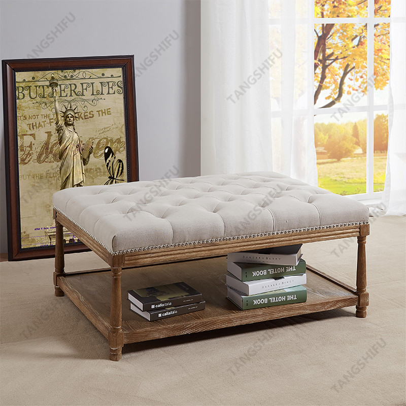 TSF-9325-Beige Rectangle Ottoman Living room furniture